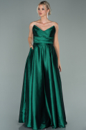 Длинное Вечернее Платье Изумрудно-зеленый ABU2009