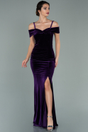 Длинное Велюровое Вечернее Платье Пурпурный ABU1992