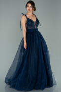 Длинное Вечернее Платье Темно-синий ABU1955