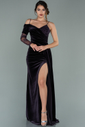 Длинное Велюровое Вечернее Платье Тёмно-пурпурный ABU1993