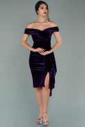 Короткое Бархатное Платье Пурпурный ABK1143