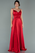 Длинное Атласное Вечернее Платье красный ABU2000