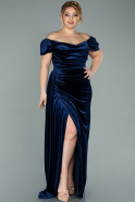 Длинное Бархатное Вечернее Платье Темно-синий ABU1991