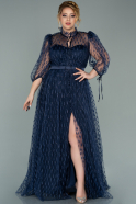 Длинное Свободное Вечернее Платье Темно-синий ABU1922