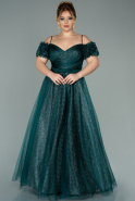 Длинное Свободное Вечернее Платье Изумрудно-зеленый ABU1500