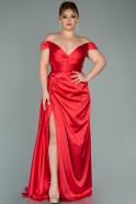 Большое Атласное Платье красный ABU1954
