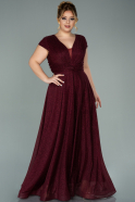 Длинное Свободное Вечернее Платье Бордовый ABU2019