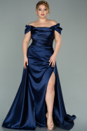 Большое Атласное Платье Темно-синий ABU2018