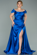 Большое Атласное Платье Ярко-синий ABU2018