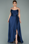 Большое Атласное Платье Темно-синий ABU2011
