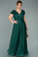 Длинное Свободное Вечернее Платье Изумрудно-зеленый ABU2019