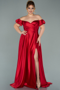Большое Атласное Платье красный ABU1927