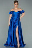 Большое Атласное Платье Ярко-синий ABU1927