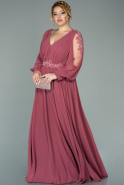 Длинное Шифоновое Вечернее Платье Пыльно-розовый ABU1929