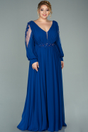Длинное Шифоновое Вечернее Платье Ярко-синий ABU1929
