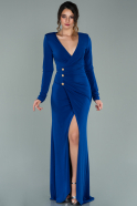 Длинное Вечернее Платье Ярко-синий ABU2027