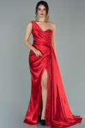 Длинное Атласное Вечернее Платье красный ABU2028