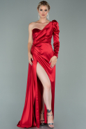 Длинное Атласное Вечернее Платье красный ABU2038