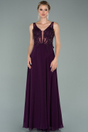Длинное Шифоновое Вечернее Платье Пурпурный ABU2041