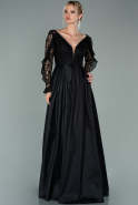 Длинное Вечернее Платье Из Кружева Черный ABU2048