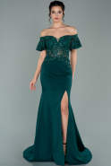 Длинное Вечернее Платье Изумрудно-зеленый ABU1533