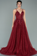 Длинное Платье Высокой Моды Бордовый ABU2056