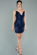Мини Атласное Пригласительное Платье Темно-синий ABK1200
