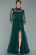 Длинное Вечернее Платье Изумрудно-зеленый ABU1679