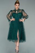 Миди Вечернее Платье Большого Размера Изумрудно-зеленый ABK1114