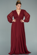 Большое Шифоновое Вечернее Платье Бордовый ABU1987