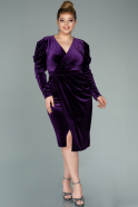 Короткое Бархатное Платье С Пайетками Пурпурный ABK1177