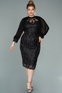 Большое Миди-Платье С Кружевами Черный ABK1201