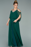 Большое Шифоновое Вечернее Платье Изумрудно-зеленый ABU2068