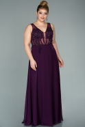 Большое Шифоновое Вечернее Платье Пурпурный ABU2045