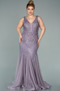 Большое Длинное Кружевное Платье Лавандовый ABU2046