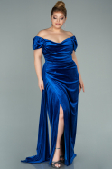Длинное Бархатное Вечернее Платье Ярко-синий ABU1991