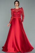 Длинное Атласное Вечернее Платье красный ABU2061