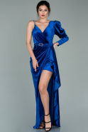 Длинное Велюровое Вечернее Платье Ярко-синий ABU2074