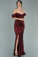 Длинное Вечернее Платье Бордовый ABU2082