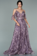 Длинное Вечернее Платье Из Кружева Лавандовый ABU2088
