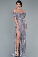 Длинное Чешуйчатое Вечернее Платье Серый ABU2095