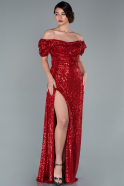 Длинное Чешуйчатое Вечернее Платье красный ABU2095