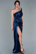 Длинное Атласное Платье Для Помолвки Темно-синий ABU2098