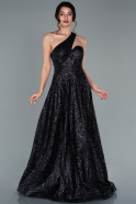 Длинное Вечернее Платье Черный ABU2100