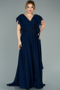 Большое Шифоновое Вечернее Платье Темно-синий ABU2105