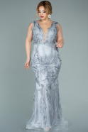 Большое Платье С Кружевами Серый ABU2106