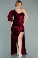 Длинное Бархатное Вечернее Платье Бордовый ABU2103