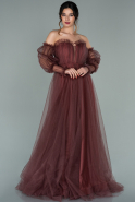 Длинное Вечернее Платье Цвет корицы ABU2108