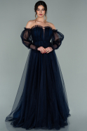 Длинное Вечернее Платье Темно-синий ABU2108