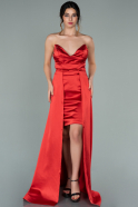Выпускное Атласное Платье С Асимметрией красный ABO074